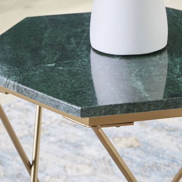 Signature Design by Ashley® Engelton Green Accent Table with Gold Base-1