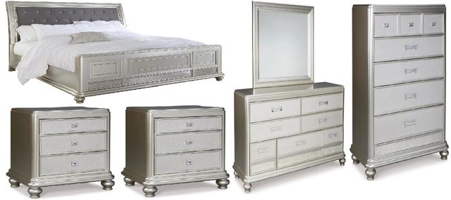 Signature Design by Ashley® Coralayne 6-Piece Silver King Sleigh Bed Set-0