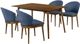 Armen Living Westmont and Juno 5-Piece Blue/Walnut Dining Set-0