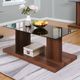 Furniture of America® Mannedorf Black Glass Coffee Table with Dark Walnut Base-0