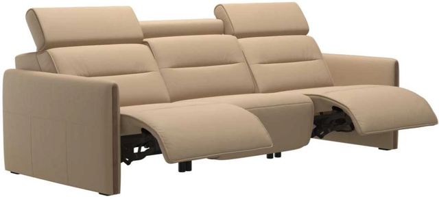 Stressless® by Ekornes® Customizable Emily Power Reclining 3-Seater Sofa with Wood Trim and Legs-1