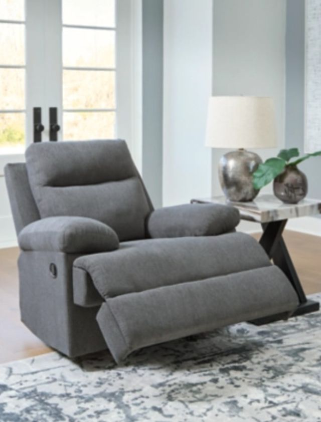 Signature Design by Ashley® Side-Swipe Charcoal Manual Rocker Recliner -4