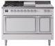 Ilve® Nostalgie II Noblesse 48'' White Pro Style Dual Fuel Range with Chrome Trim-0