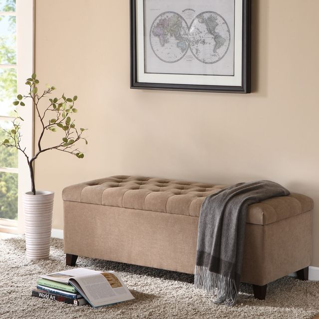 Olliix by Madison Park Sand Shandra Tufted Top Storage Bench-3
