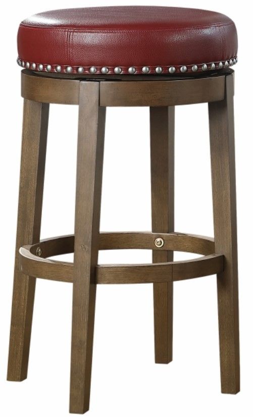 Homelegance® Westby Brown/Red Swivel Pub Height Stool-0