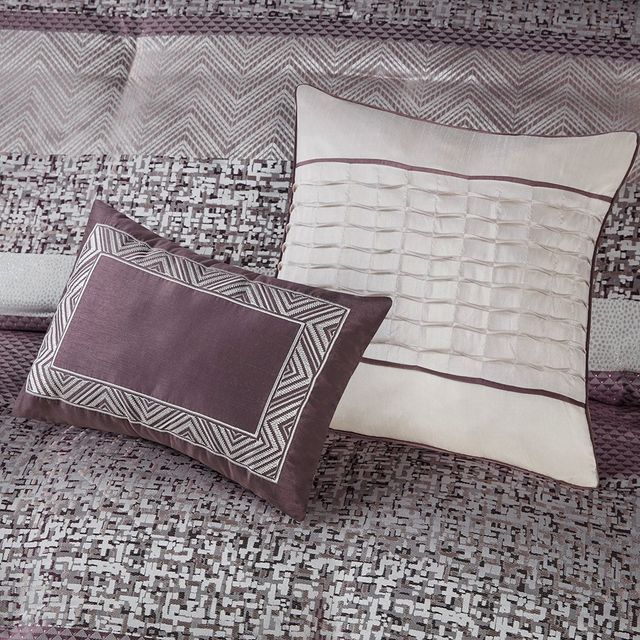 Olliix by Madison Park Rhapsody 7 Piece Purple King Jacquard Comforter Set-3