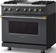 Viking® 5 Series 36" Cast Black Pro Style Dual Fuel (LP) Range with Brushed Brass Trim-3
