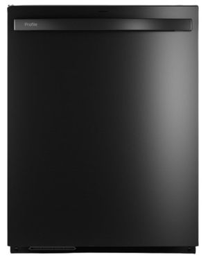 Front view of the GE Profile™ 24" Fingerprint Resistant Black Stainless Steel Top Control Built In Dishwasher