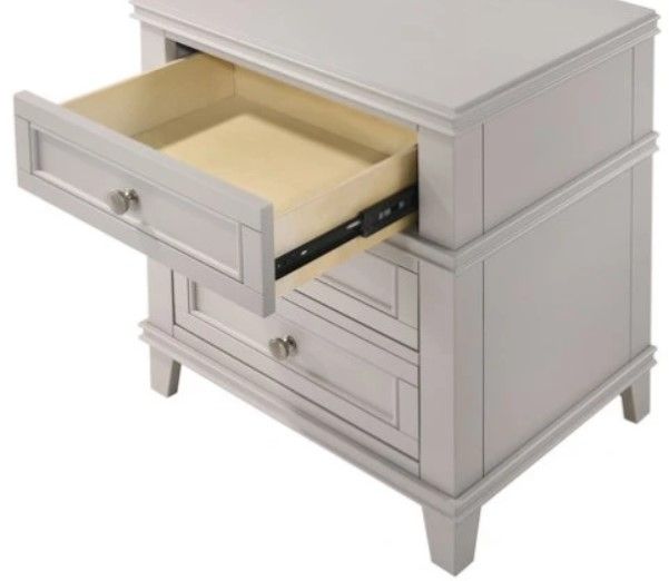 Bernards Nova II Gray 3-Drawer Nightstand with USB-1