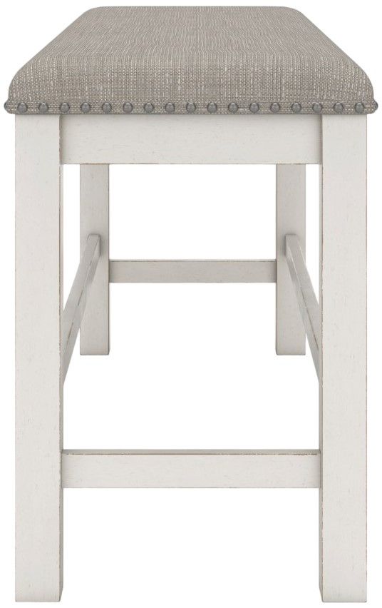 Signature Design by Ashley® Robbinsdale Antique White Upholstered Counter Dining Bench-2