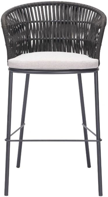 Zuo® Modern Freycinet Black/Gray Steel Outdoor Barstool-1