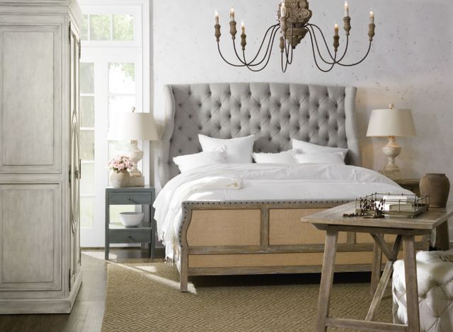 Hooker® Furniture Boheme Bon Vivant De-Constructed Antique Milk Paint/Antwerp Linen King Sleigh Bed-1