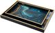 A & B Home Blue/Gold Print Square Decorative Tray Set-1