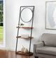 StyleCraft Natural Decorative Wall Shelf with Round Mirror-3