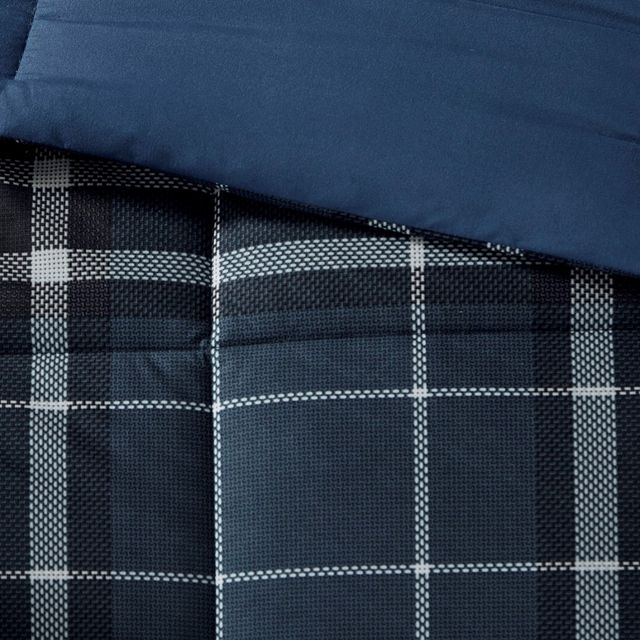 Olliix by Woolrich Alton Flint Navy King Cozy Spun Down Alternative Comforter Mini Set-4