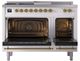 Ilve® Nostalgie II Noblesse 48'' White Pro Style Dual Fuel Range with Brass Trim-2