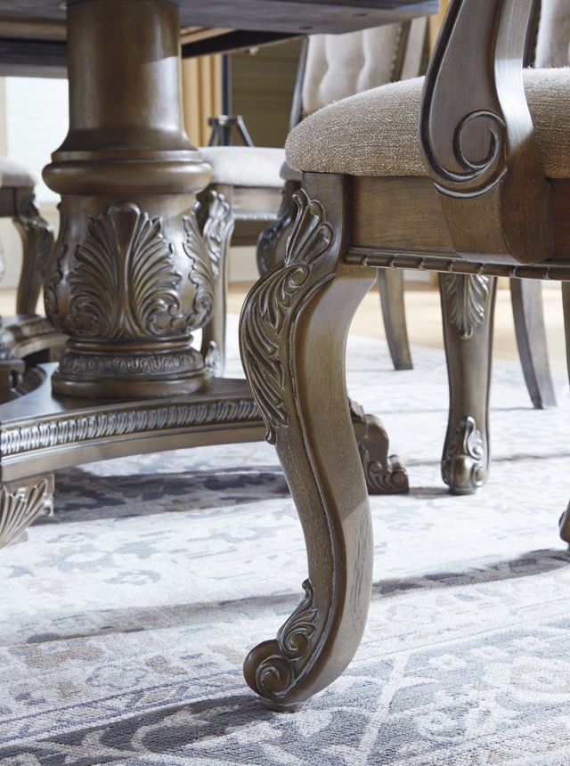 Signature Design by Ashley® Charmond Brown Upholstered Dining Arm Chair-3