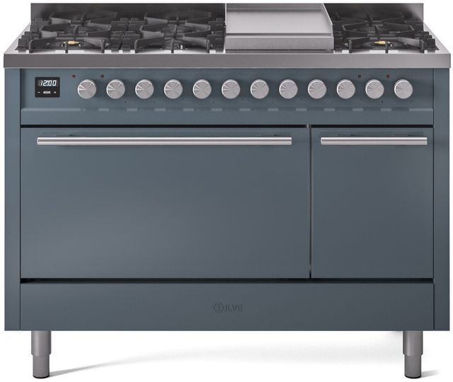 Ilve® Professional Plus II 48" Blue Grey Pro Style Dual Fuel Range-0