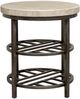 Riverside Furniture Capri Alabaster Travertine Round Side Table with Black Base-1
