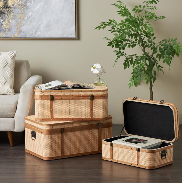 Deco Marche 3-Piece Light Brown Decorative Trunk Set-4