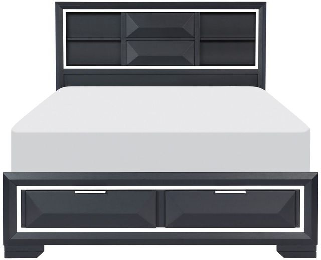 Mazin Furniture Rosemont Midnight Blue Queen Panel Bed with Footboard Storage-2