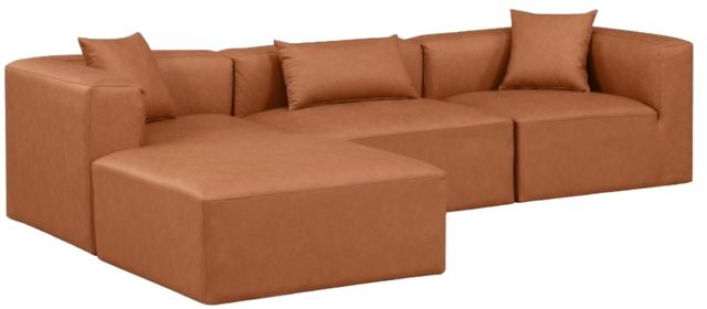 Meridian Furniture Cube 4-Piece Cognac Upholstered Modular Sectional-0