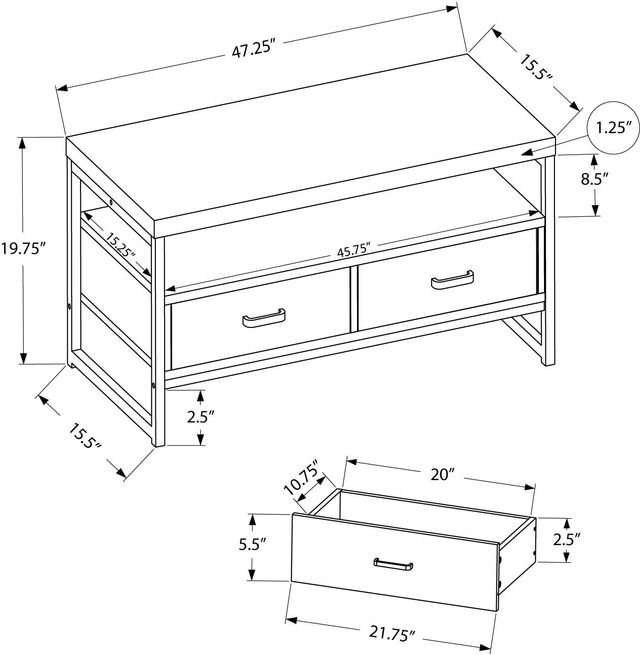 Monarch Specialties Inc. Grey 48" TV Stand-3