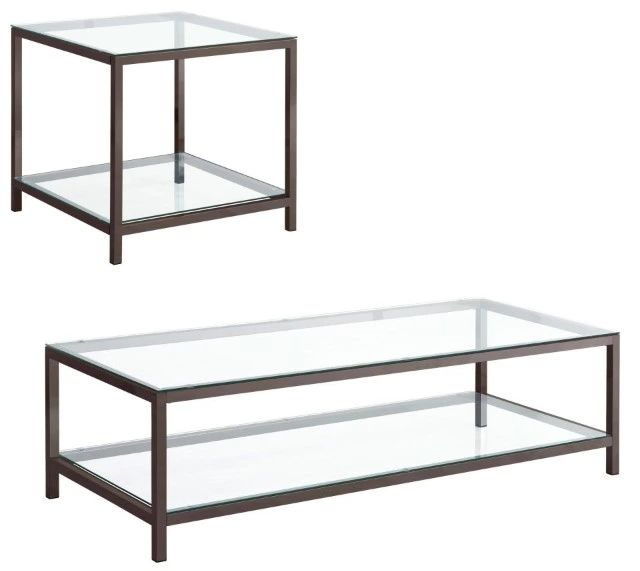 Coaster® Trini 2-Piece Tempered Glass Top Occasional Table with Black Nickel Base Set-0