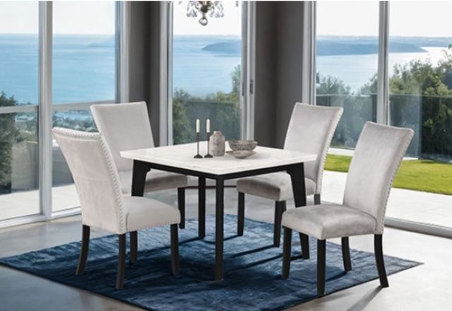 Furniture of America® Sabro White Square Dining Table with Black Base-1