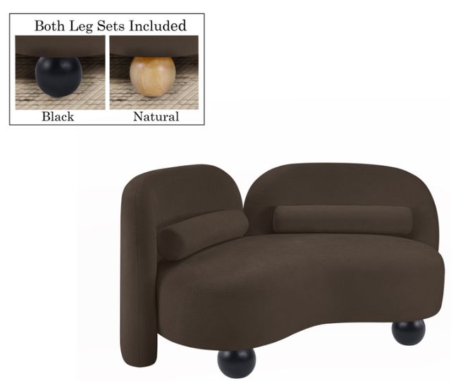 Meridian Furniture Daphne Brown 64" Chenille Fabric Loveseat-1