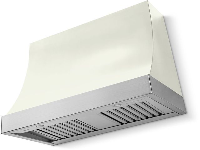 La Cornue Cornufé Marquee 44" Pure White Wall Mounted Range Hood with Satin Chrome Trim-0