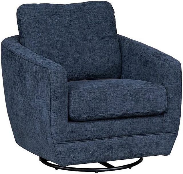 LH Home Feather Baltimo Matte Black/Midnight Blue Swivel Glider Chair-0