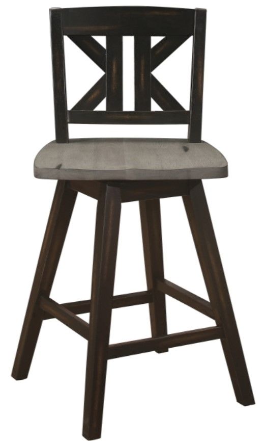 Homelegance® Amsonia Black Sand/Distressed Gray Swivel Counter Height Chair-2