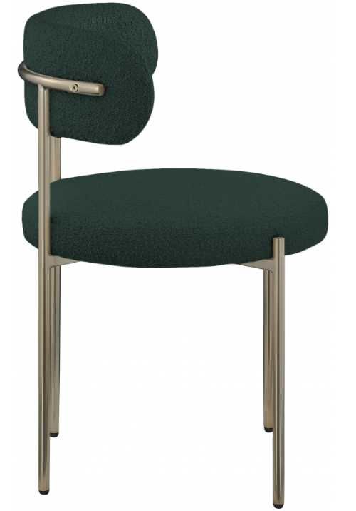 Meridian Furniture Beacon Green/Brushed Brass Boucle Upholstered Dining Chair-3