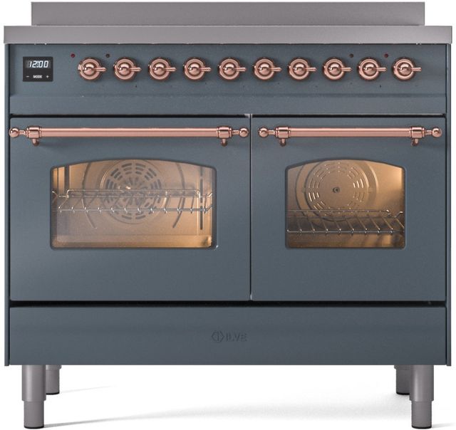 Ilve® Nostalgie II Series 40" Blue Grey Pro Style Induction Range-0