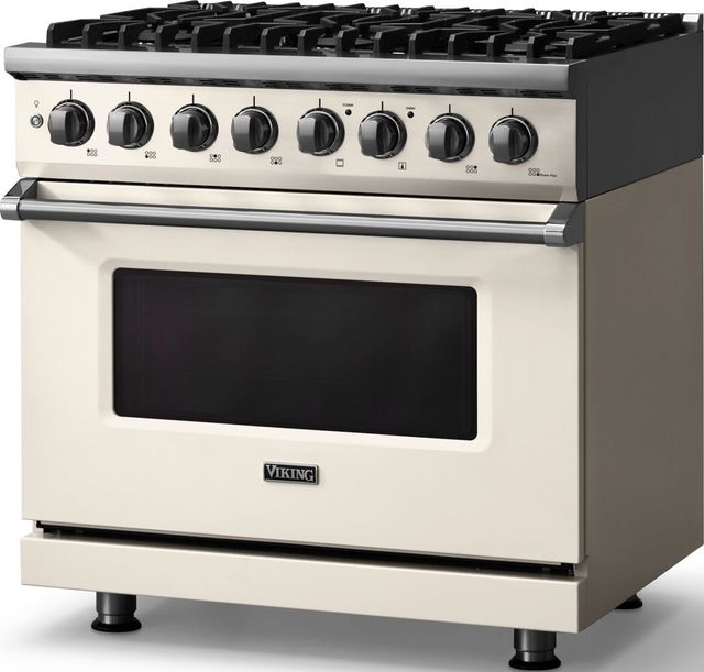 Viking® 5 Series 36" Pure White Pro Style Dual Fuel (LP) Range with Polished Chrome Trim-3