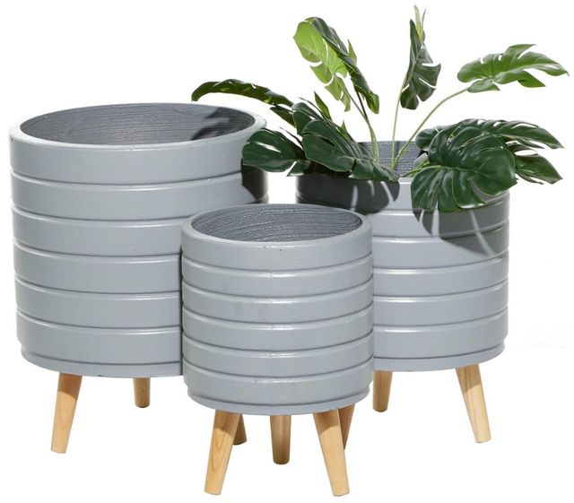 Deco Marche 3-Piece Gray 10" Planter Set-1