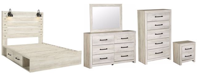 Signature Design by Ashley® Cambeck 5-Piece Whitewash Queen Panel Bed Set-0