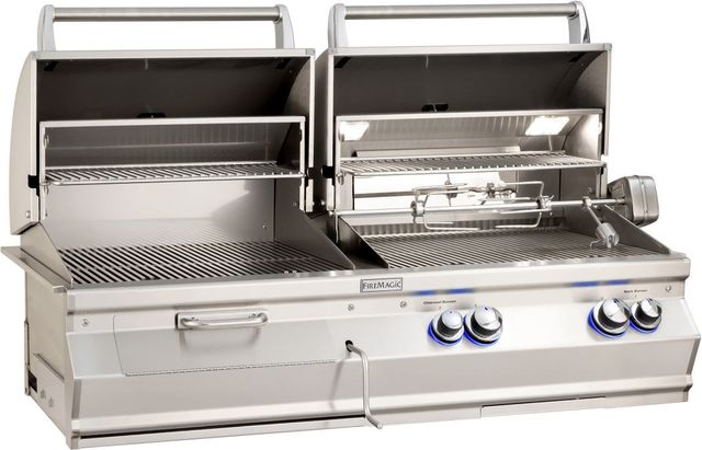 Fire Magic® Aurora A830i 4-Burner Stainless Steel Built-In Natural Gas and Charcoal Grill-1