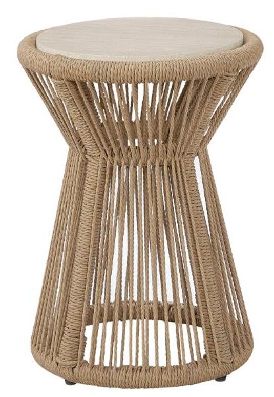 Bernards Trilogy Beige Spot Table with Brown Base-2