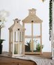 A & B Home 2-Piece Weathered White Reed Lantern Set-3