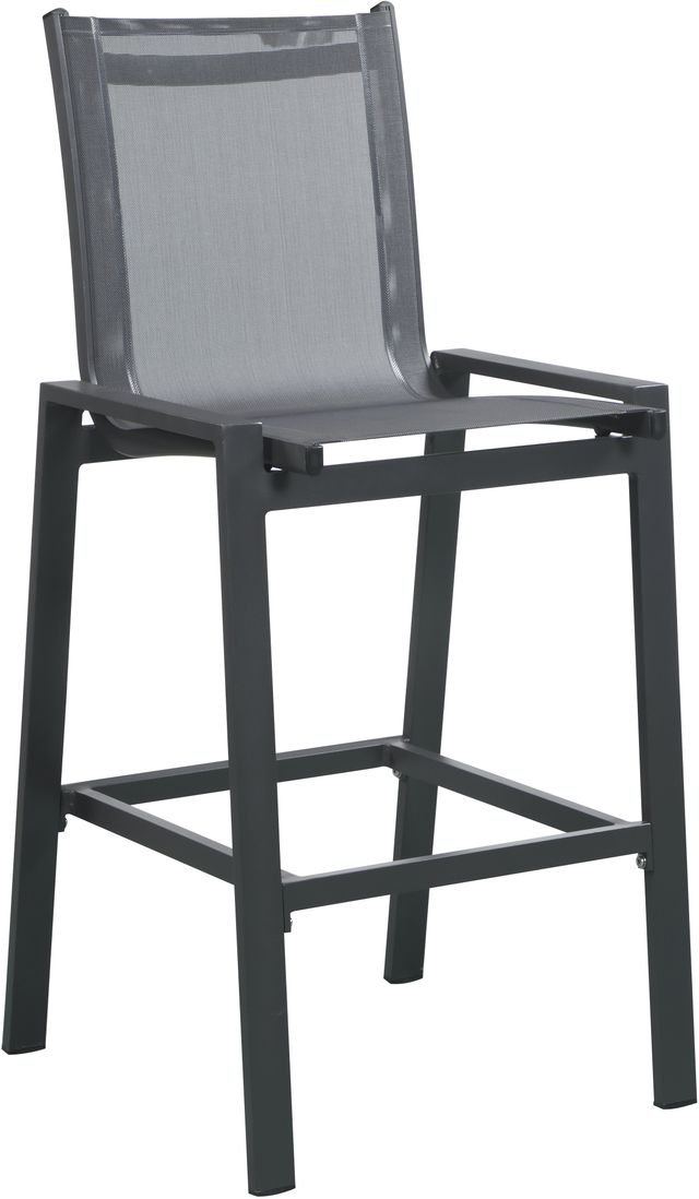 Meridian Furniture Nizuc Black/Gray Mesh/Metal Outdoor Patio Bar Stool-0