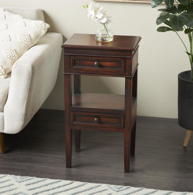 Deco Marche Brown 2-Drawer Accent Table-3