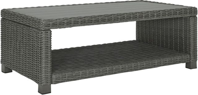 Signature Design by Ashley® Elite Park Gray Aluminum/Resin Wicker Outdoor Cocktail Table