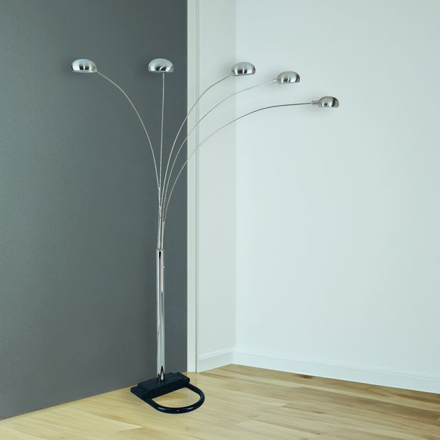 Crown Mark Peacock Pewter Arc Floor Lamp-1