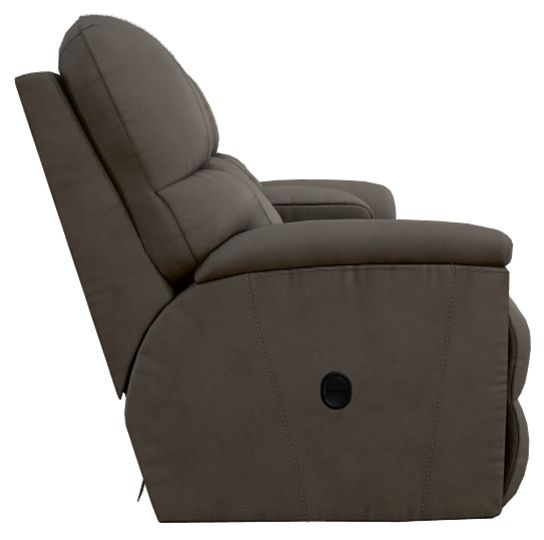La-Z-Boy® Trouper Gray Leather Manual Reclining Loveseat with Console-3