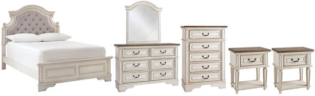 Signature Design by Ashley® Realyn 6-Piece Chipped White Full Panel Bed Set-0