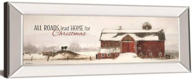 Classy Art All Roads Lead Home for Christmas by Lori Deiter Mirrored Frame Wall Art-1