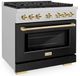 ZLINE Autograph Edition Paramount 36" Satin Stainless Steel Pro Style Dual Fuel Range with Black Matte Door and Polished Gold Accents-2