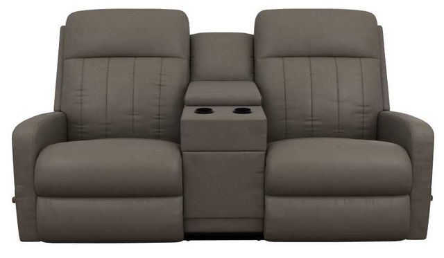 La-Z-Boy® Finley Otter Leather Manual Wall Reclining Loveseat with Console-1